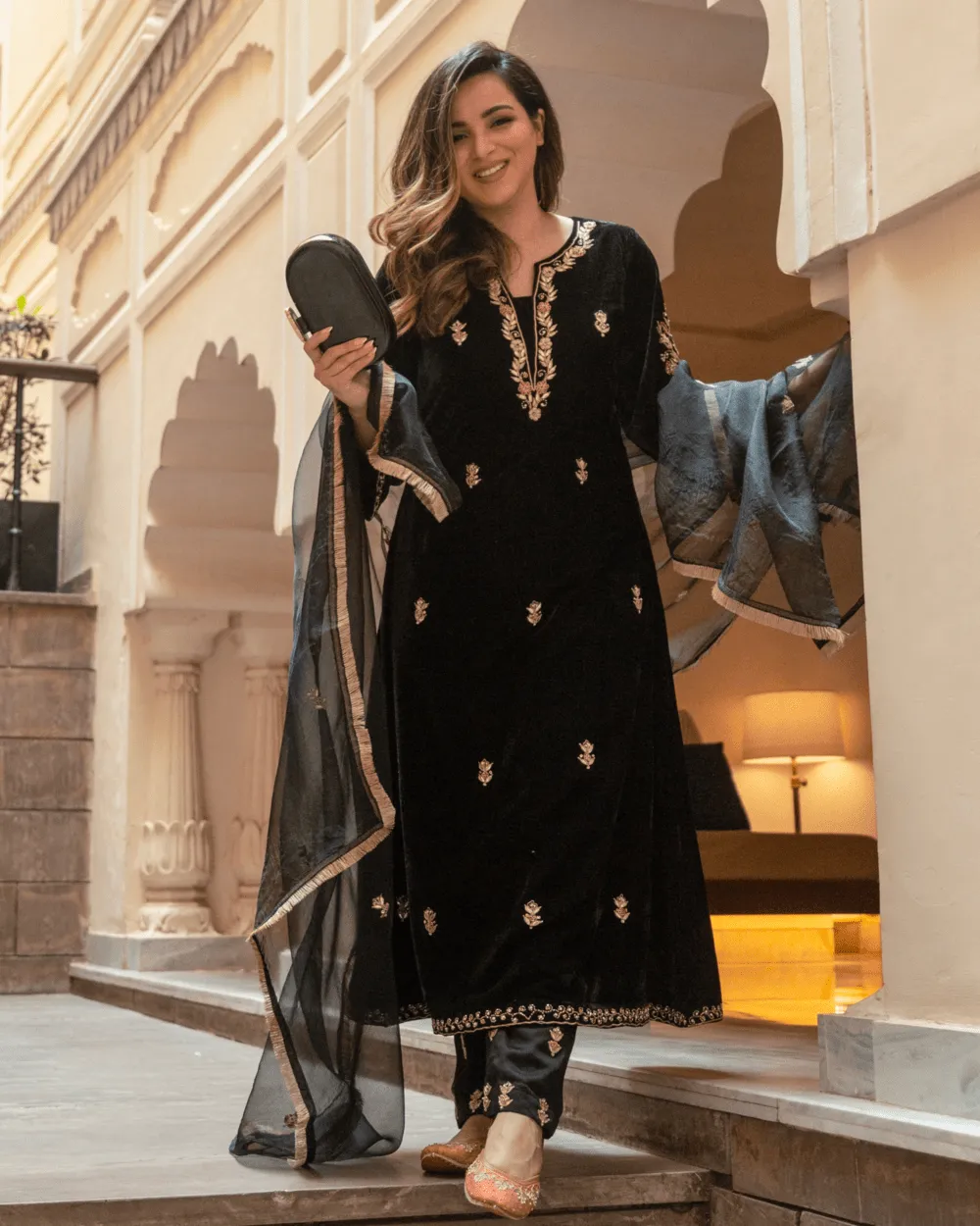 Lemon Tart Unstitched Velvet Embroidered Kurti WLUFVEL14