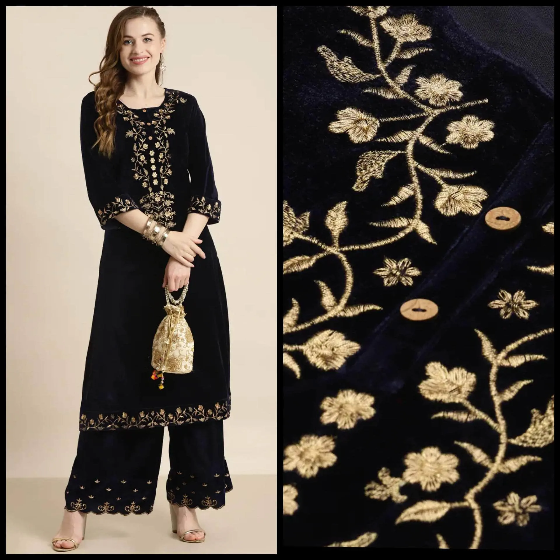 Lemon Tart Unstitched Velvet Embroidered Kurti WLUFVEL9