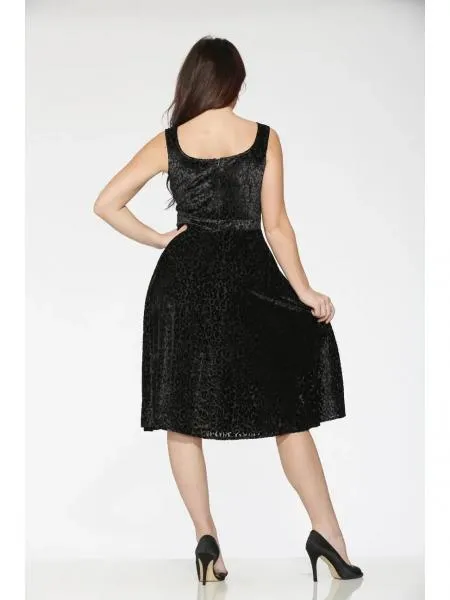 Leopard Velvet Dress - Black -