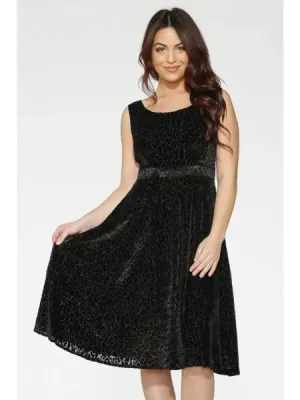 Leopard Velvet Dress - Black -