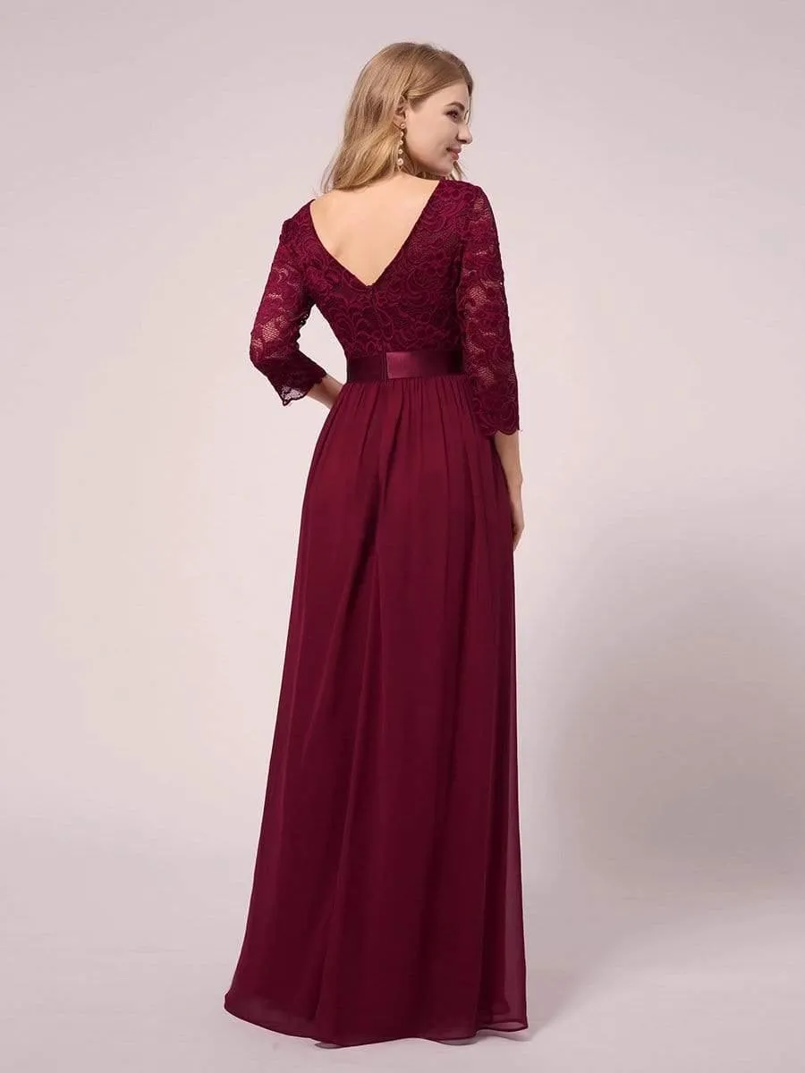 élégante Robe De Maternité En Mousseline De Soie épissée En Dentelle Avec Manches 3/4