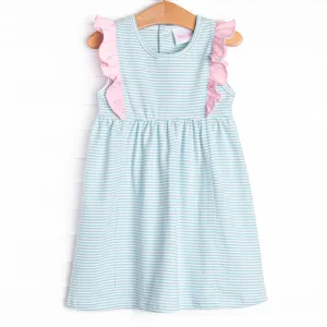 Lillie Flutter Pima Dress, Mint Stripe