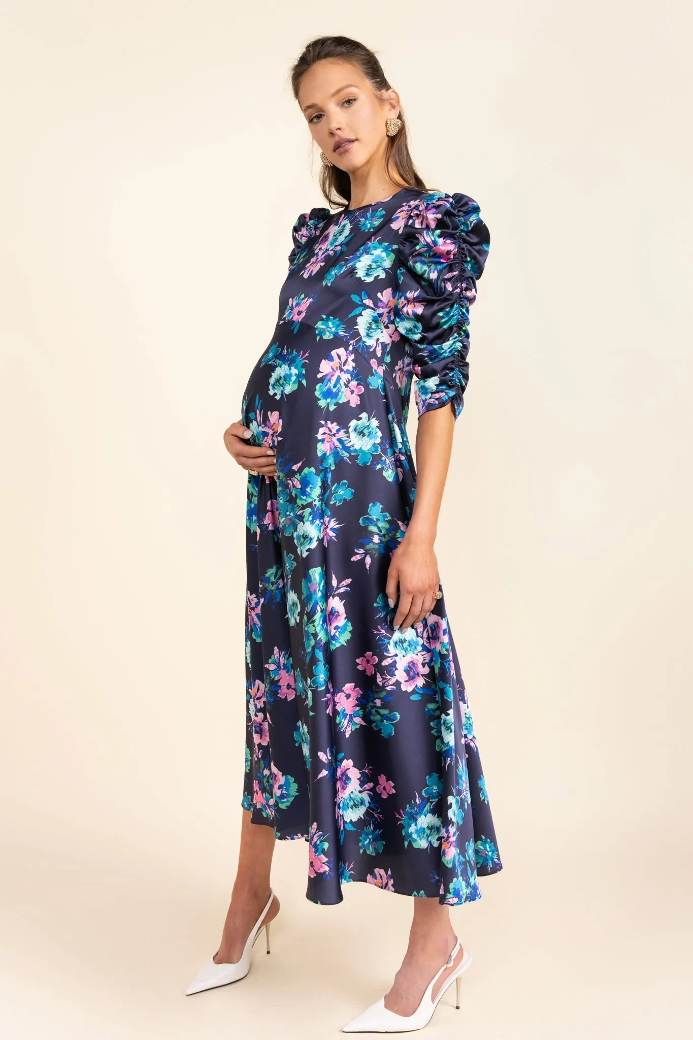 Lindell Maternity Dress in Navy From Apparalel