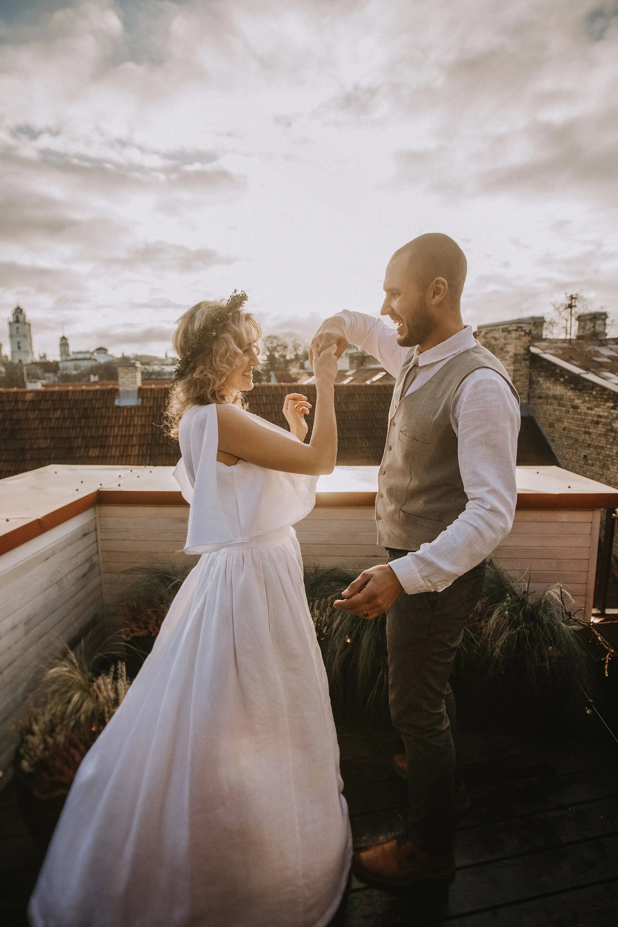 Linen Bohemian Wedding Dress