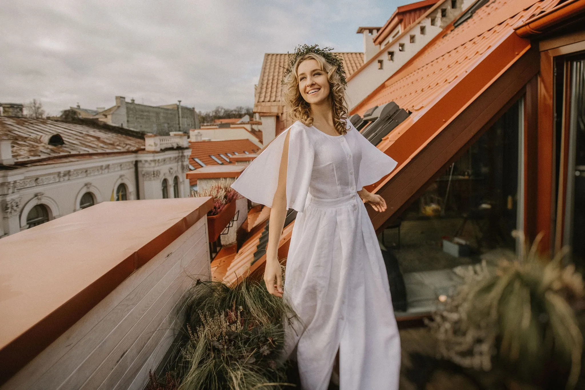 Linen Bohemian Wedding Dress