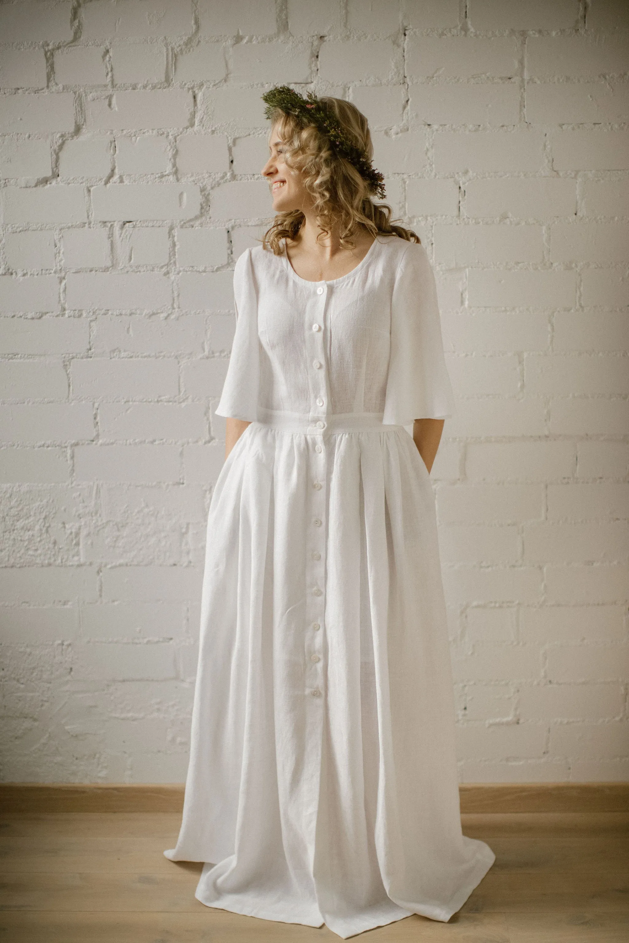 Linen Bohemian Wedding Dress