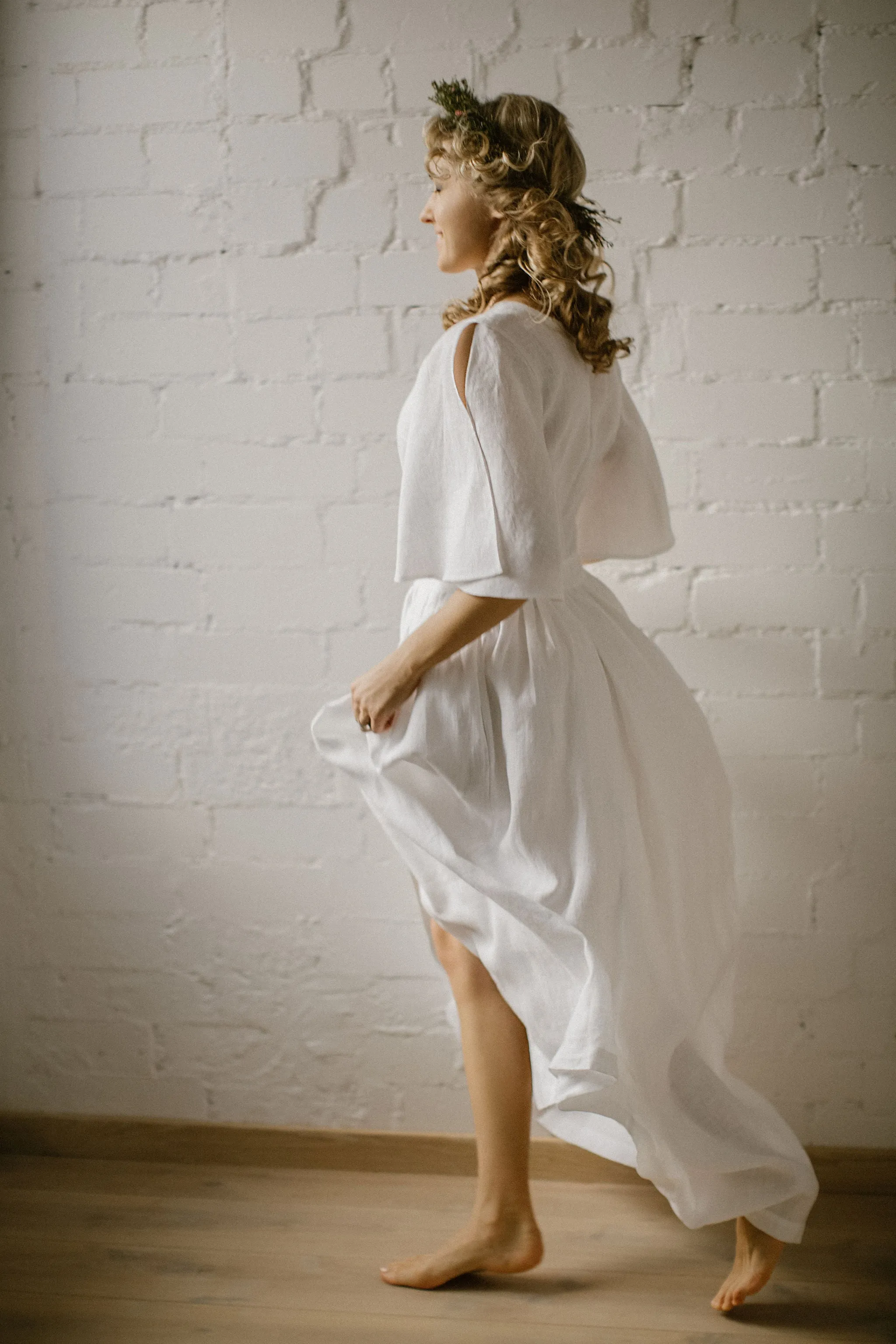 Linen Bohemian Wedding Dress