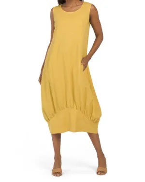 Linen Midi Dress SLEEVELESS BUBBLE LINEN DRESS