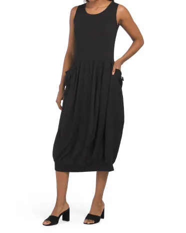 Linen Midi Dress SLEEVELESS BUBBLE LINEN DRESS