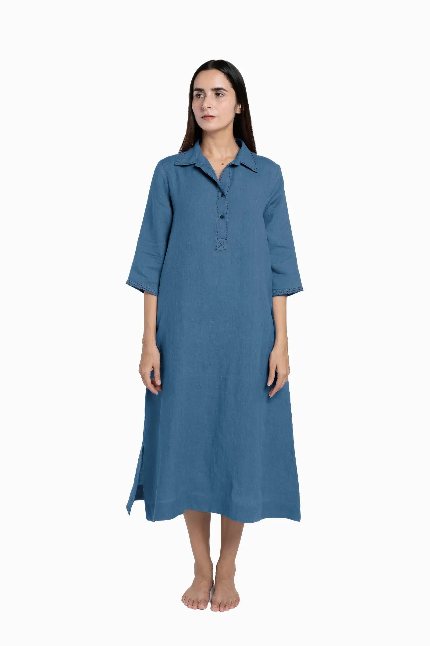 Linen Petunia Shirt Dress-Misty Lilac
