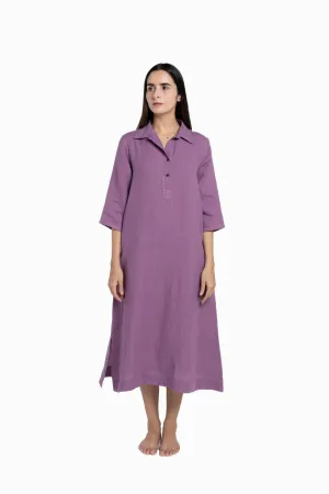 Linen Petunia Shirt Dress-Misty Lilac