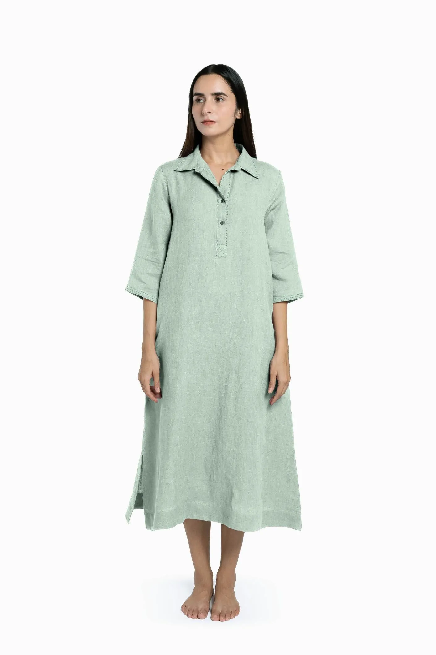 Linen Petunia Shirt Dress-Misty Lilac
