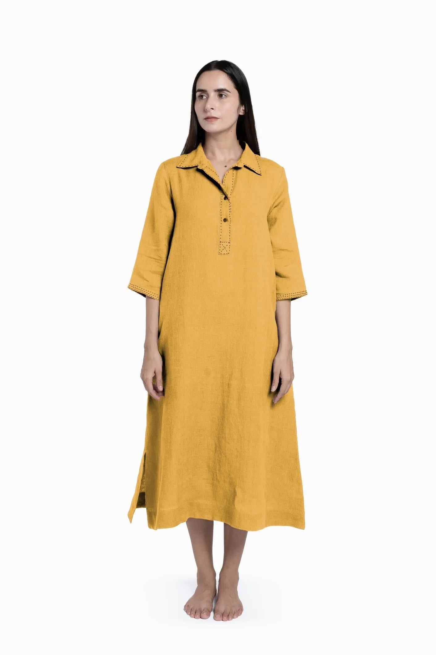 Linen Petunia Shirt Dress-Misty Lilac