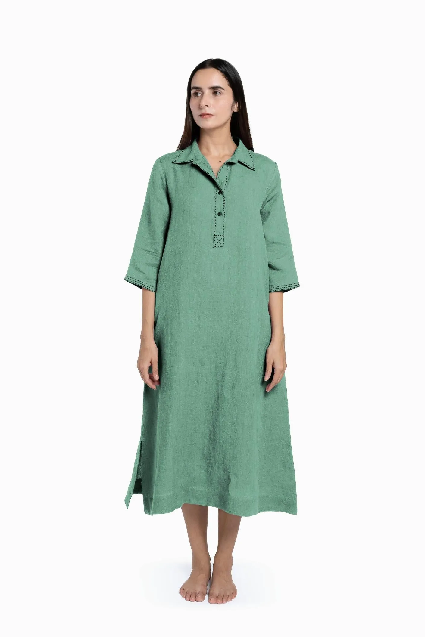 Linen Petunia Shirt Dress-Misty Lilac