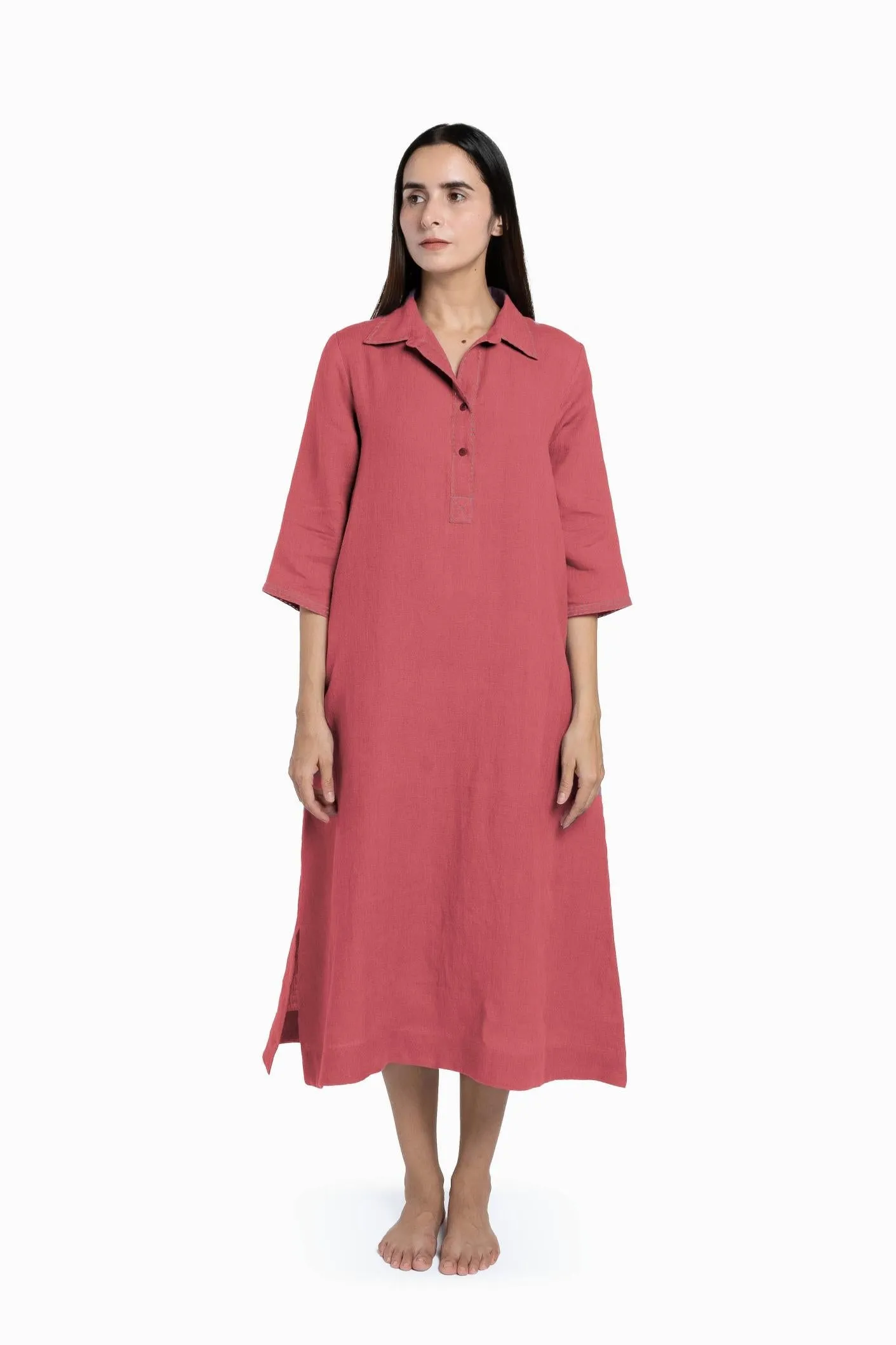 Linen Petunia Shirt Dress-Misty Lilac