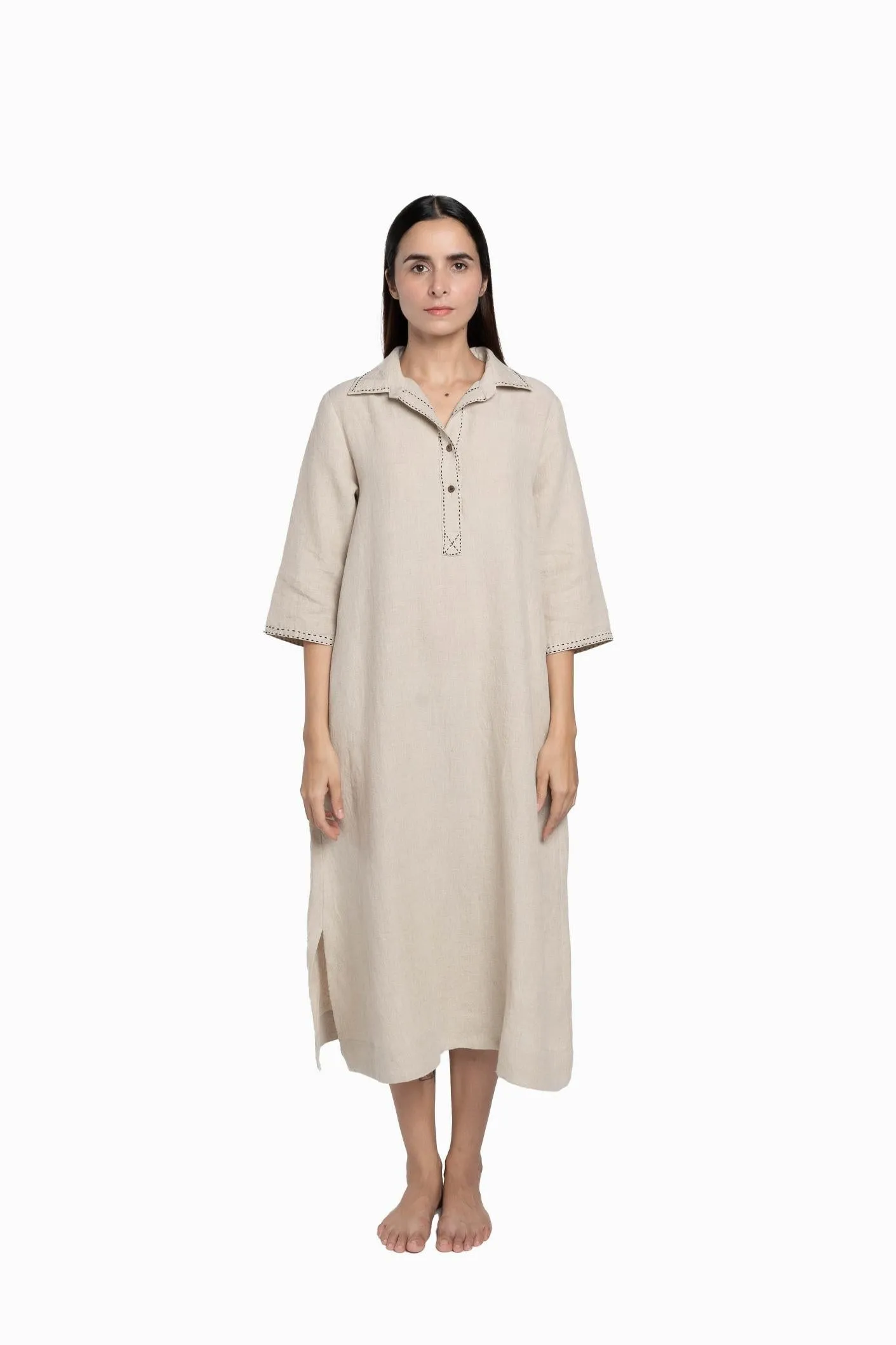 Linen Petunia Shirt Dress-Misty Lilac