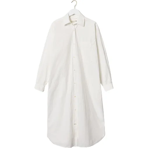 Long Button Down Dress, White
