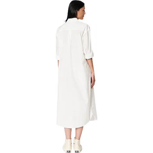 Long Button Down Dress, White