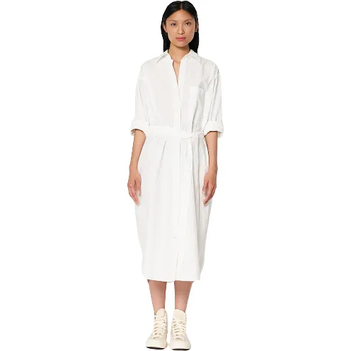 Long Button Down Dress, White