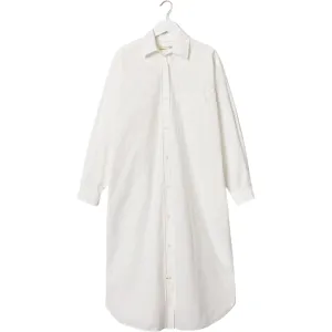 Long Button Down Dress, White