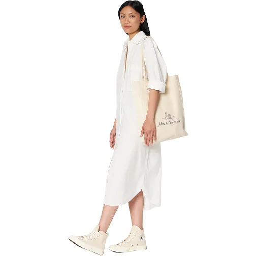 Long Button Down Dress, White