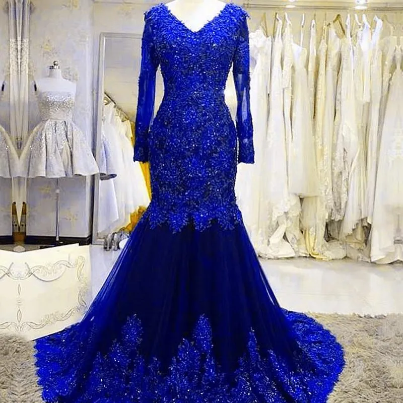 Long Mermaid Sequin Beaded Green Prom Dresses with Sleeves Lace Evening Dress