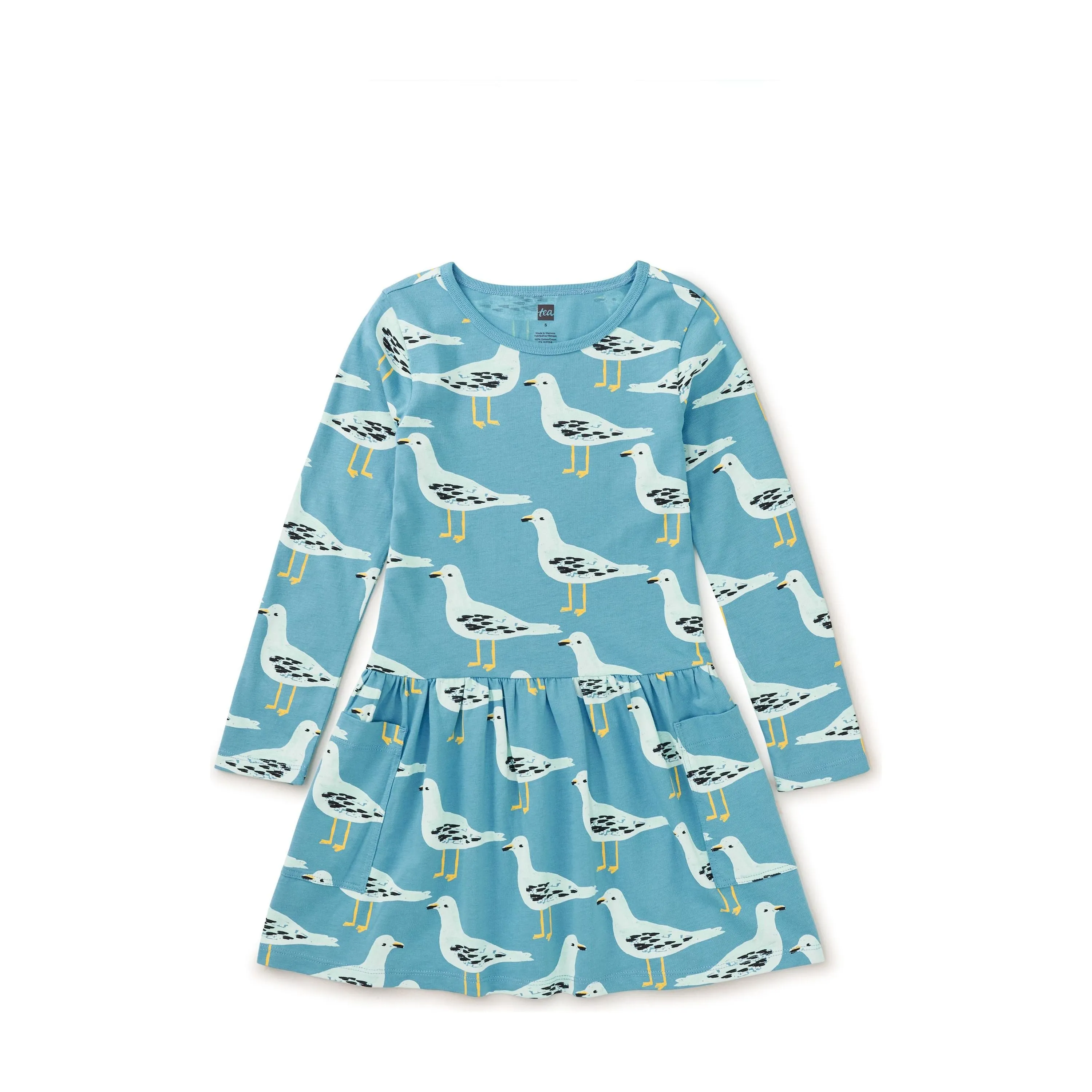 Long Sleeve Pocket Baby Dress - Squabble of Seagulls