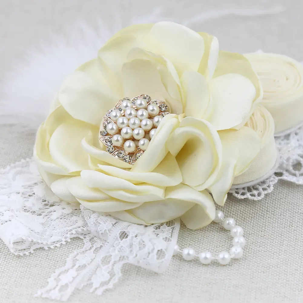 Luxe Elora Headband - Ivory Flower