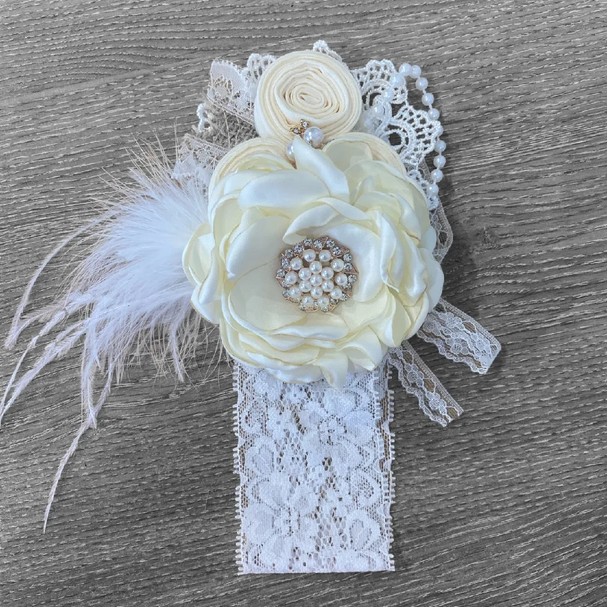 Luxe Elora Headband - Ivory Flower