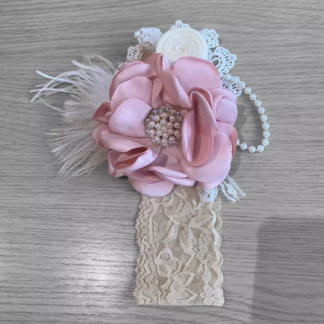 Luxe Elora Headband - Rose Pink Flower