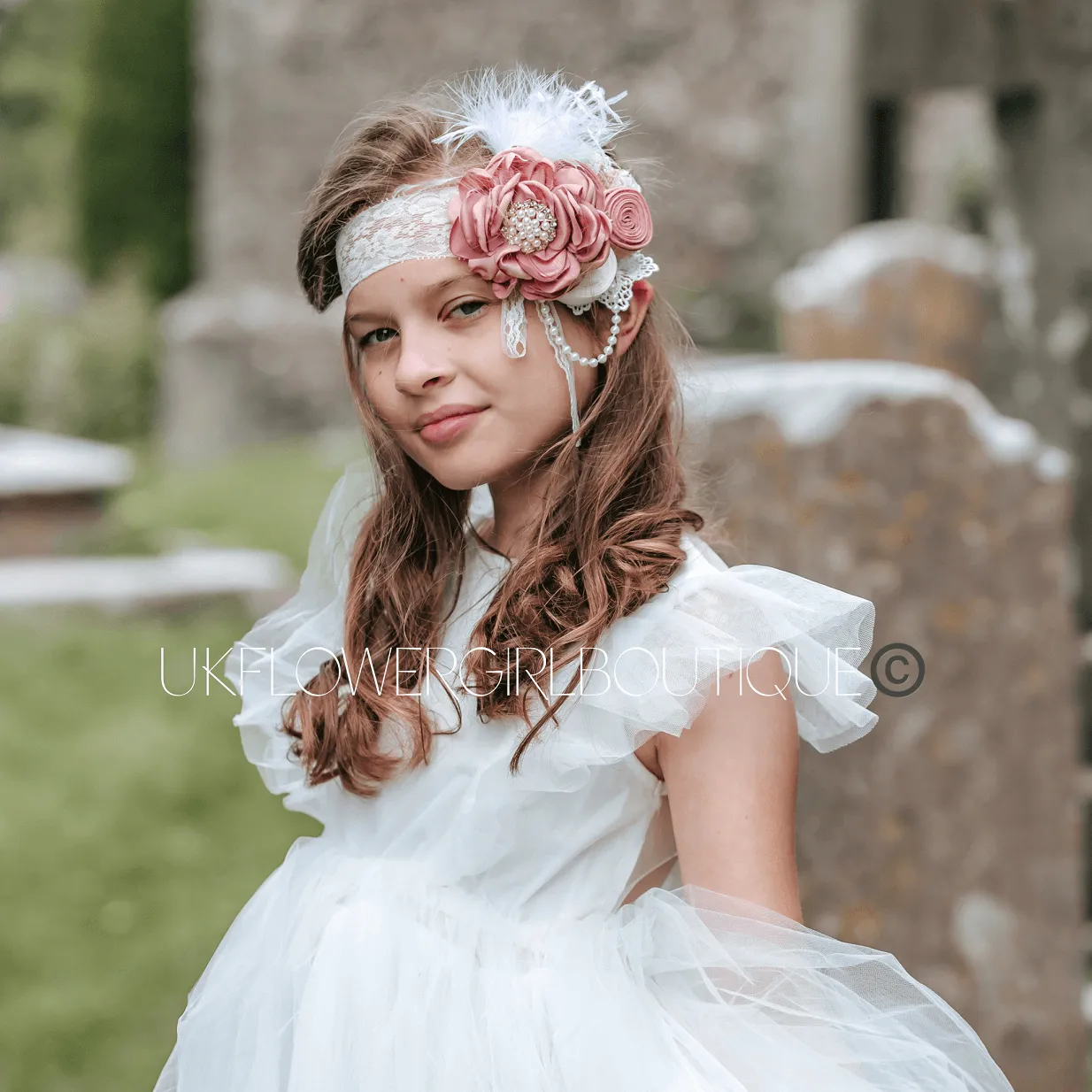 Luxe Elora Headband - Rose Pink Flower