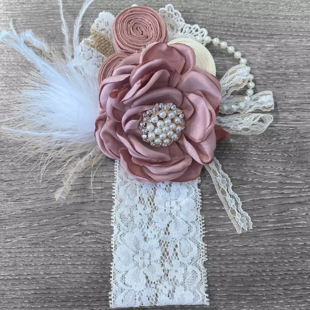Luxe Elora Headband - Rose Pink Flower