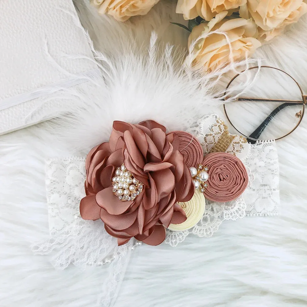 Luxe Elora Headband - Rose Pink Flower