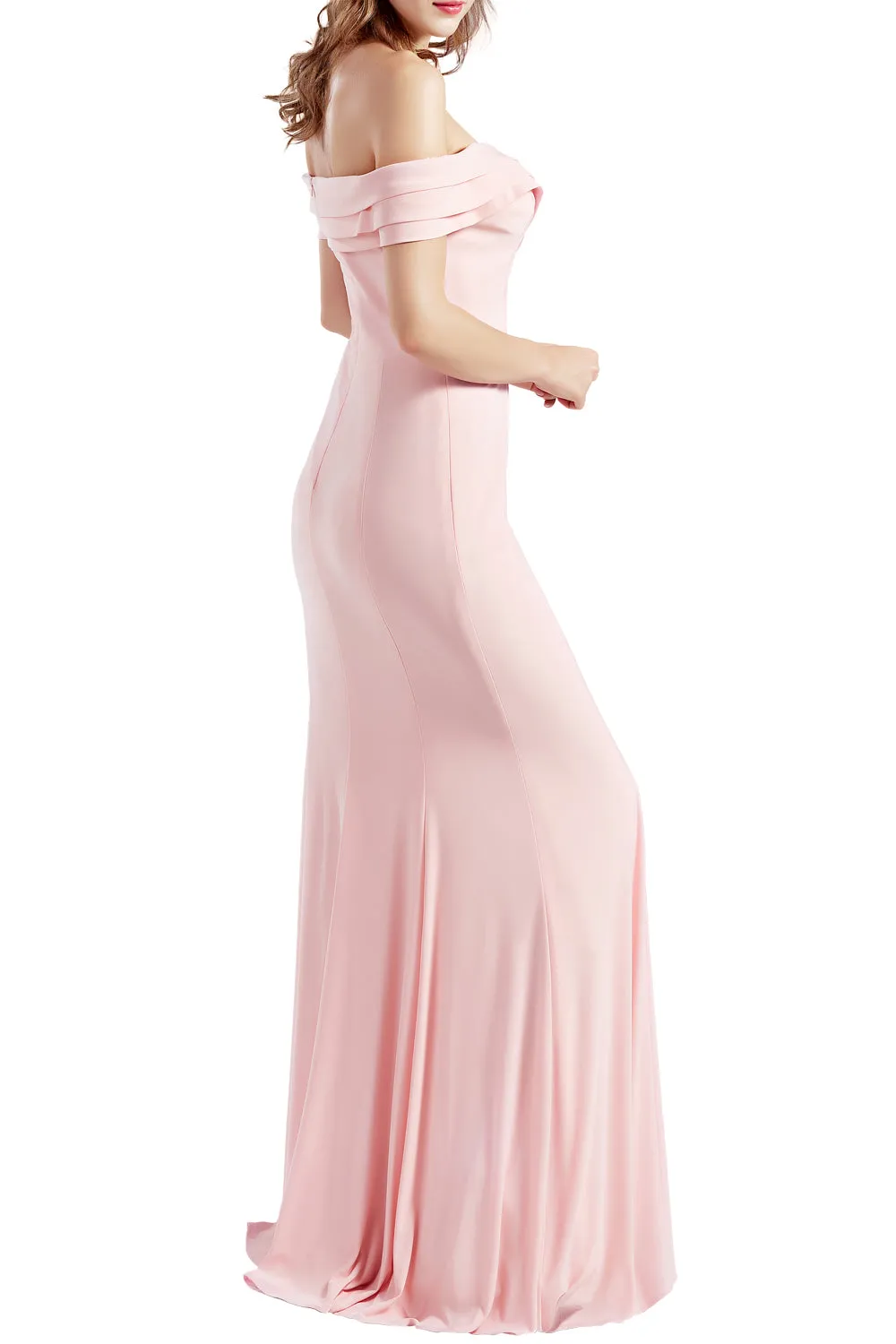 MACloth Women Prom Dresses with Side Split Off the Shoulder Formal Evening Gown