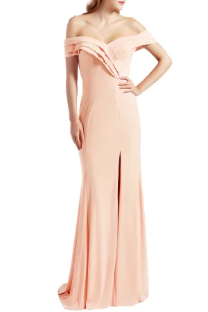 MACloth Women Prom Dresses with Side Split Off the Shoulder Formal Evening Gown