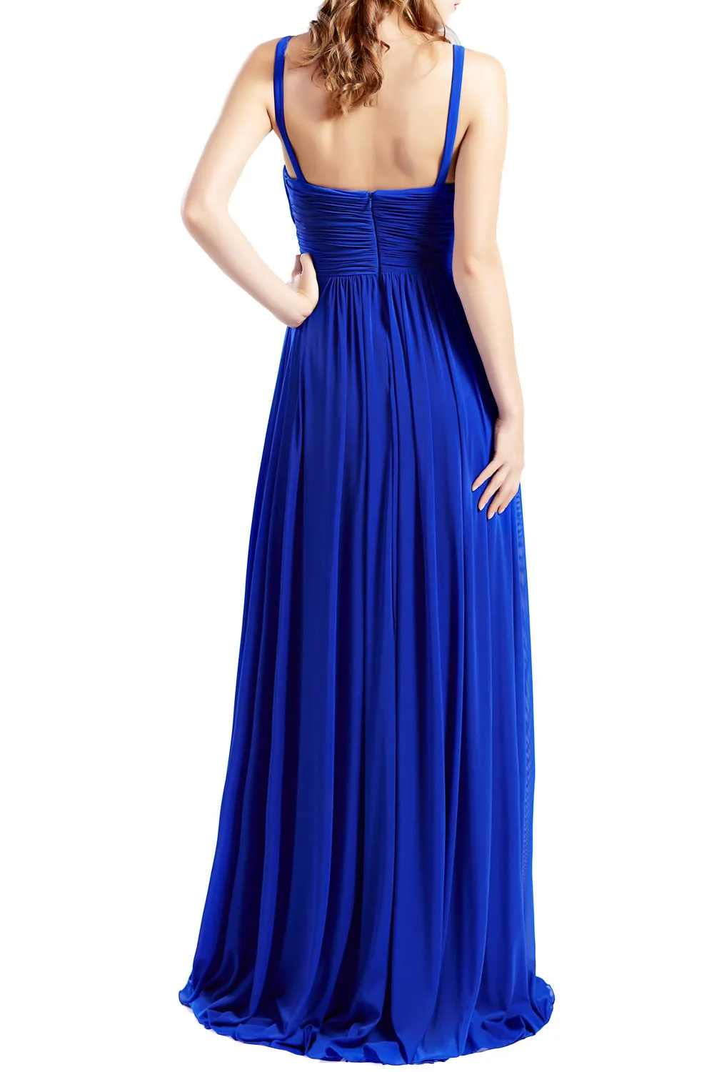 MACloth Women Sleeveless V Neck Formal Evening Gown Prom Dresses Beach Wedding