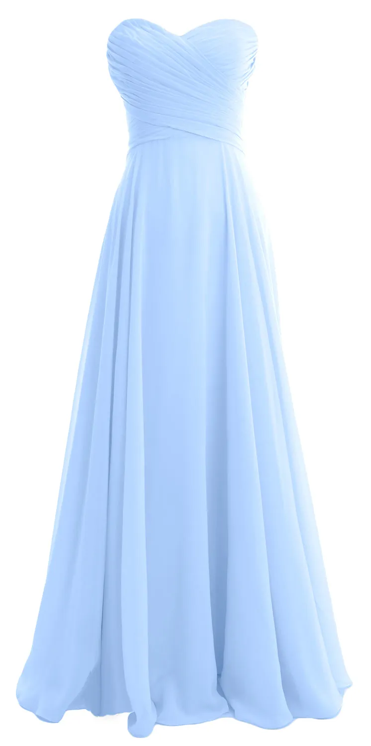 MACloth Women Sweetheart Chiffon A Line Long Bridesmaid Dresses Wedding Maxi