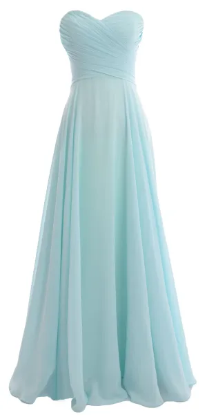 MACloth Women Sweetheart Chiffon A Line Long Bridesmaid Dresses Wedding Maxi
