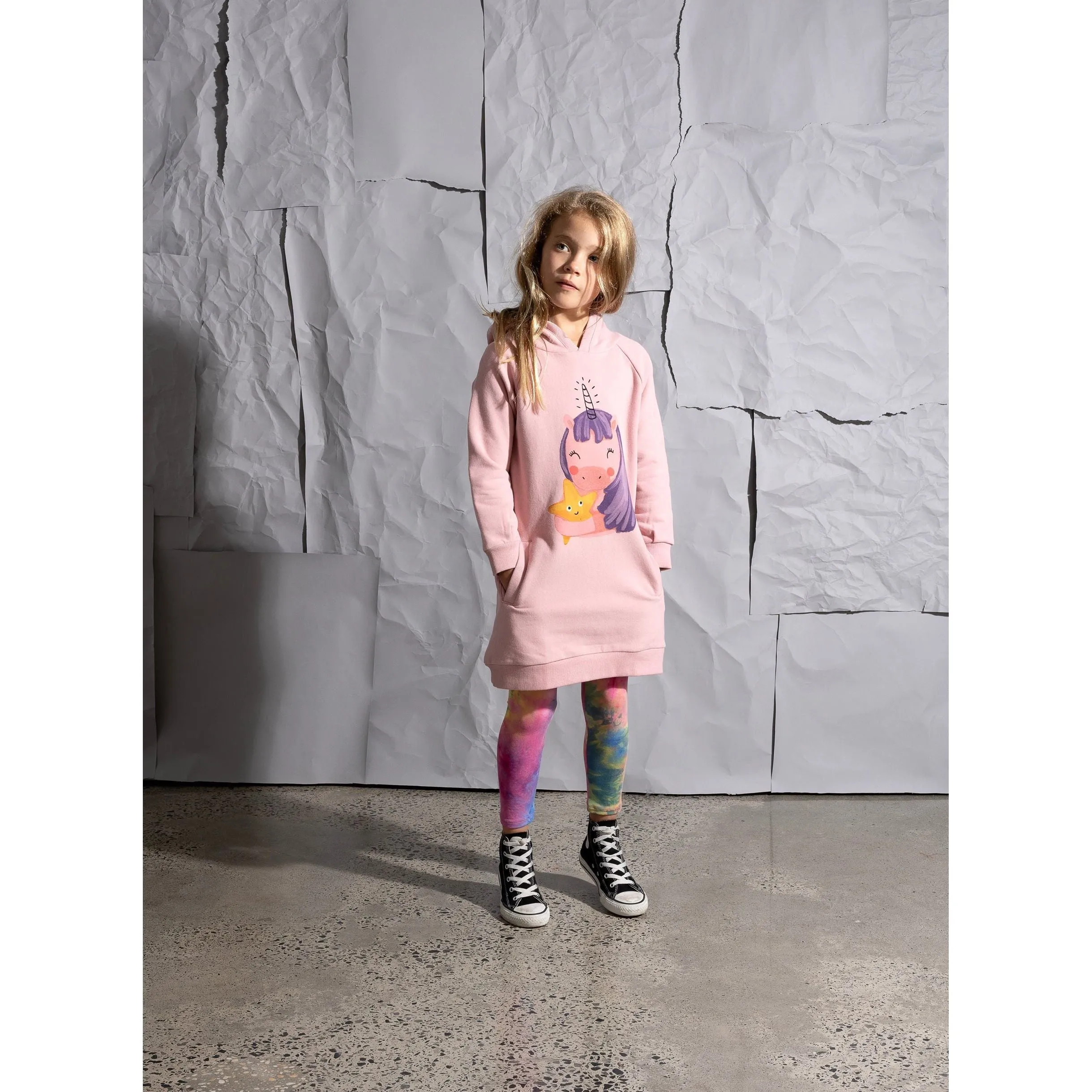 Magical Friends Furry Hoodie Dress -Muted Pink