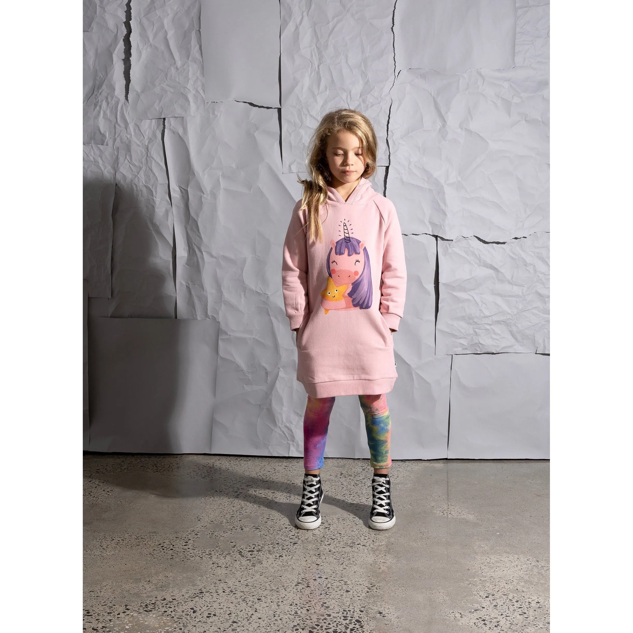 Magical Friends Furry Hoodie Dress -Muted Pink