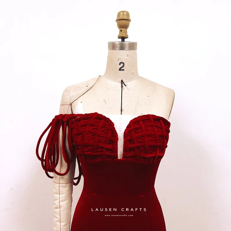 Marilyn Monroe Inspired Red Velvet Evening Formal 1950s Dress