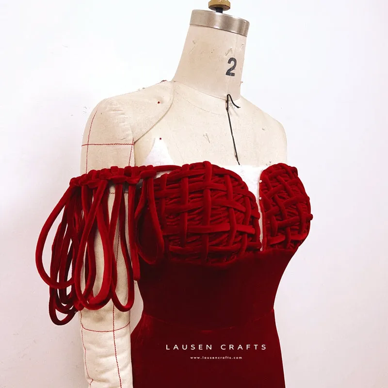 Marilyn Monroe Inspired Red Velvet Evening Formal 1950s Dress