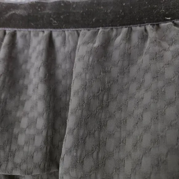Massimo Dutti Skirt Black Tiered Ruffle with velvet waist Style 5203 Size Medium