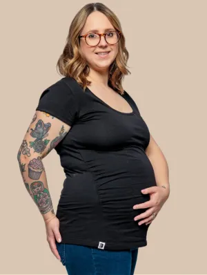 Maternity Cotton Short Sleeve Top | Black