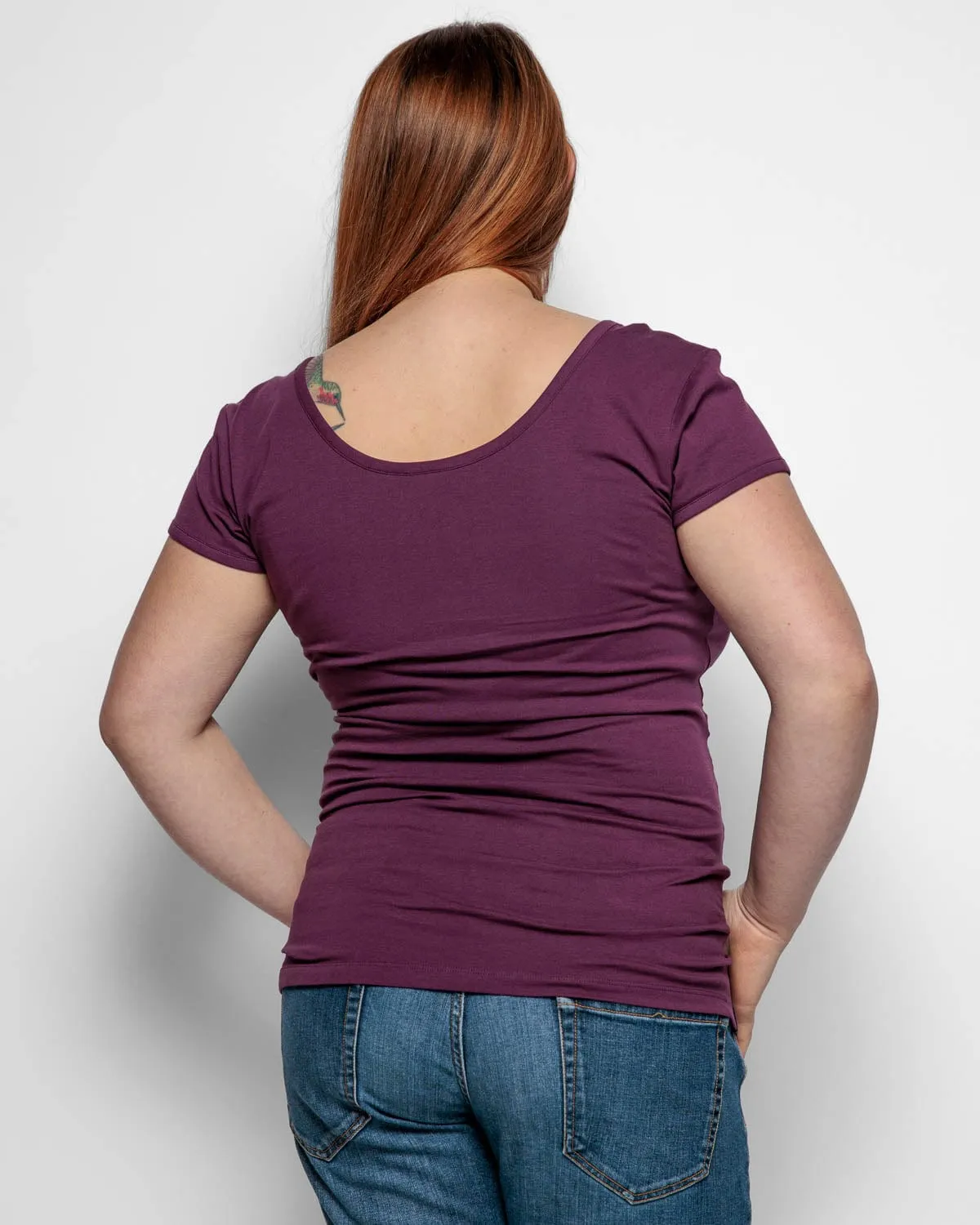 Maternity Cotton Short Sleeve Top | Plum