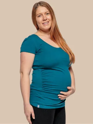 Maternity Cotton Short Sleeve Top | Teal