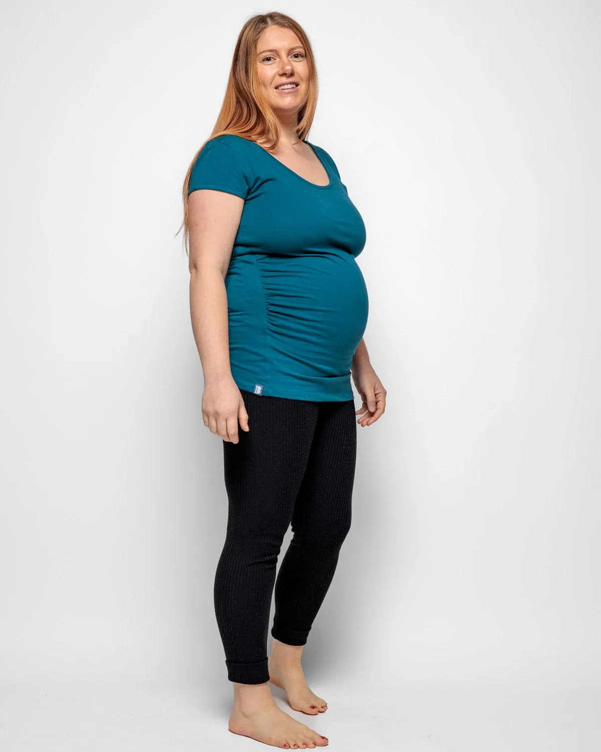 Maternity Cotton Short Sleeve Top | Teal