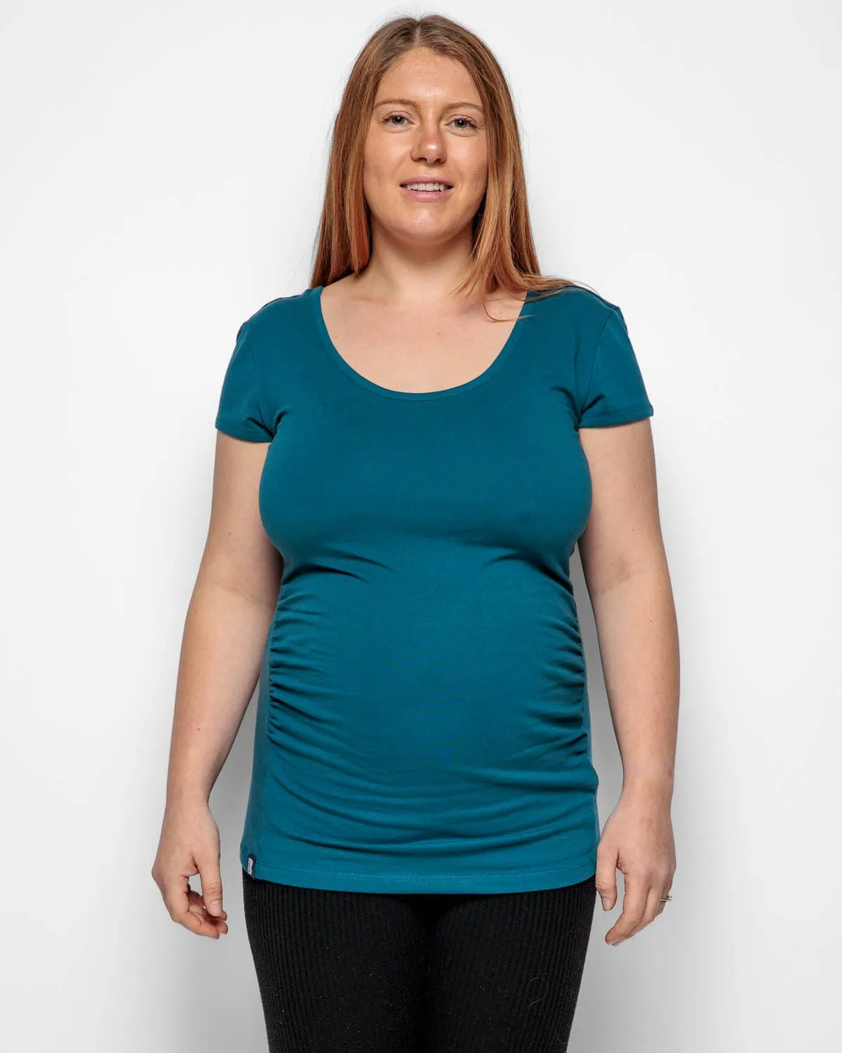 Maternity Cotton Short Sleeve Top | Teal