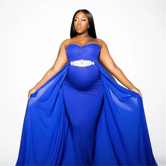 Maternity Dresses Sweet Heart Chiffon Cloak Maxi Gown