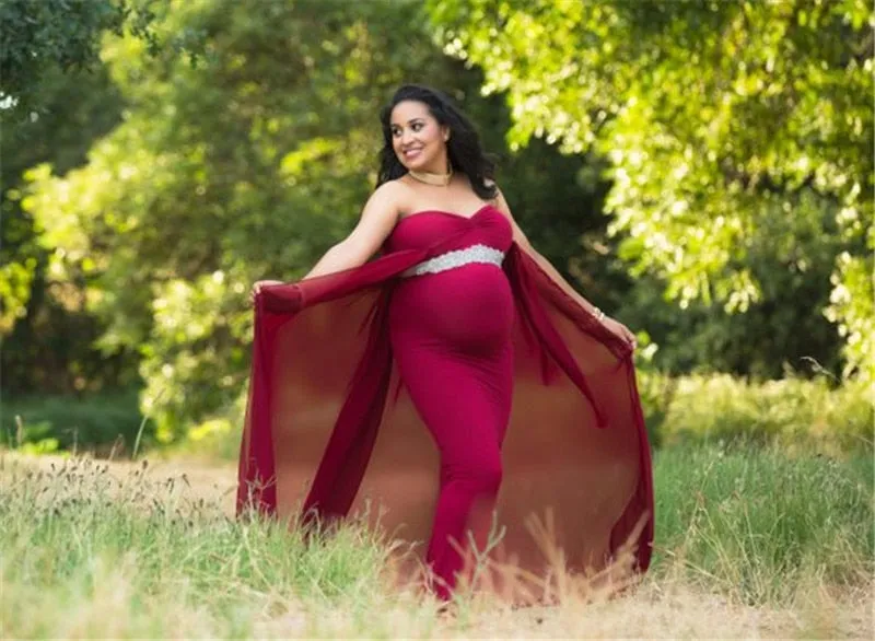 Maternity Dresses Sweet Heart Chiffon Cloak Maxi Gown